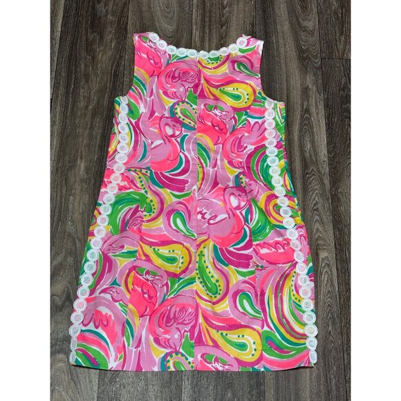Lilly Pulitzer Mila Shift Dress All Nighter Flamingos Size 10 Lined Lace Casual - Picture 6 of 9